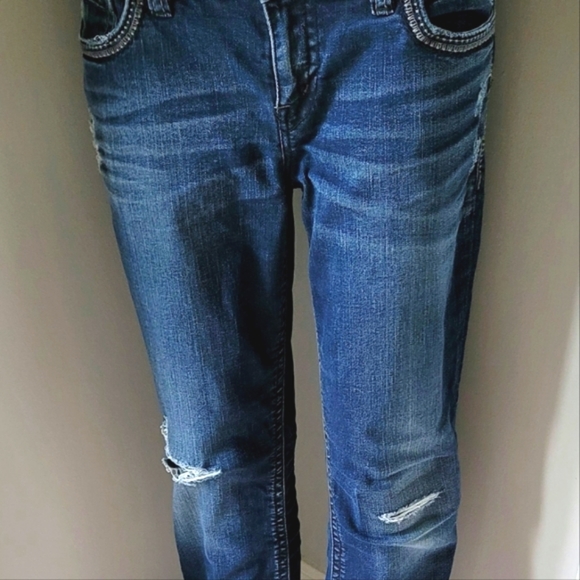 Silver Jeans Suki Mid Straight Distressed Denim Size 30 - Picture 2 of 11